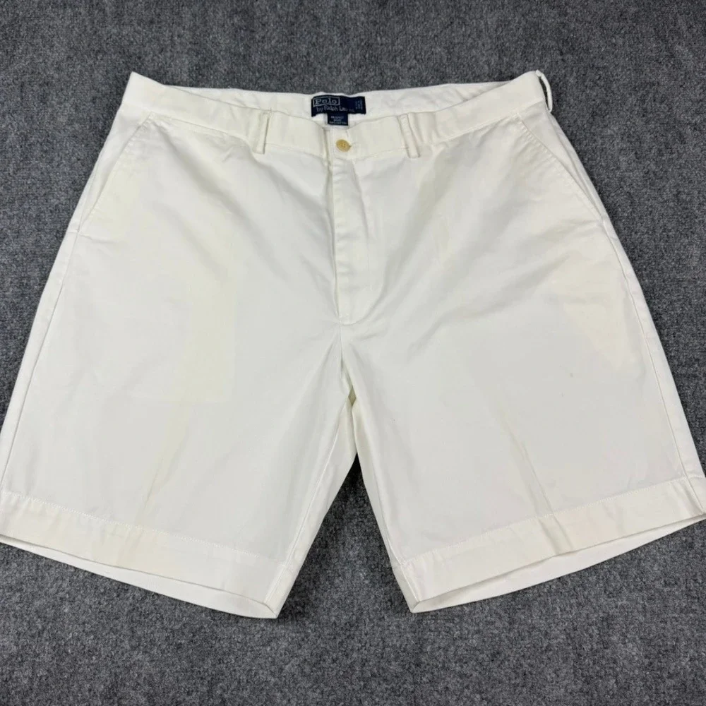 Polo Ralph Lauren Prospect Chino Shorts Mens 40 White Cotton Flat Front 9 Inseam
